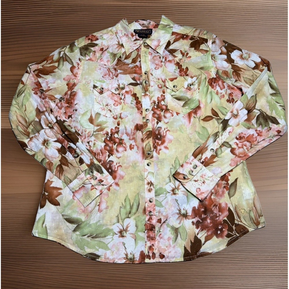 Ariat Women SZ-Large Pearl Snap Western Shirt Retired homestyle Prairie Floral
